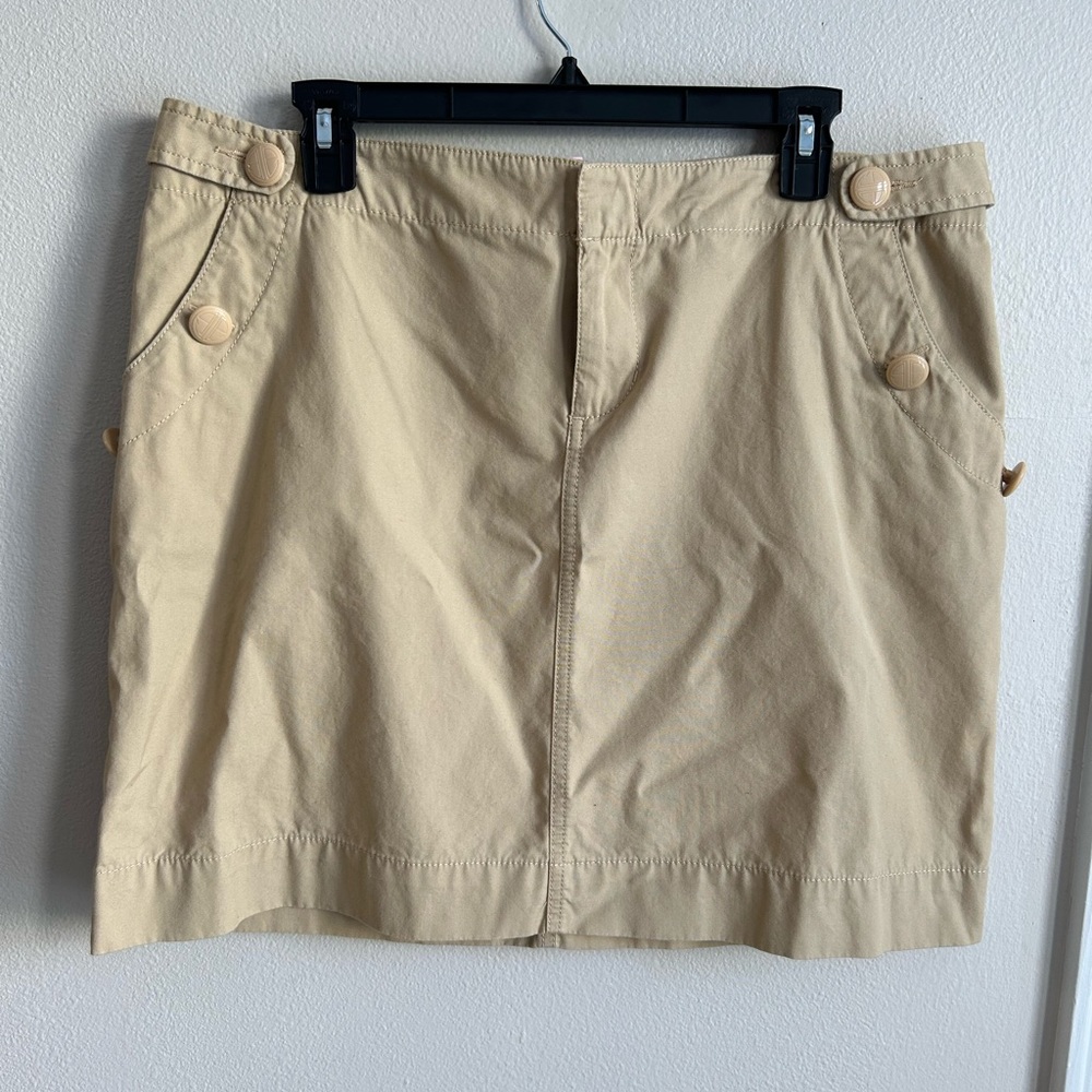 Lilly Pulitzer Khaki Skirt Button Details 100% Cotton Size 14